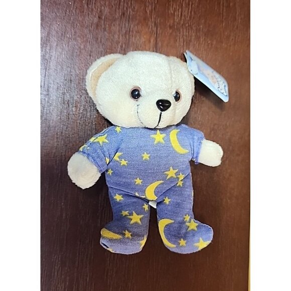 Vintage Snuggle Fabric 5" Teeny Bean Teddy Bear Plush 2001 Pajamas Oct 12 - Picture 2 of 7